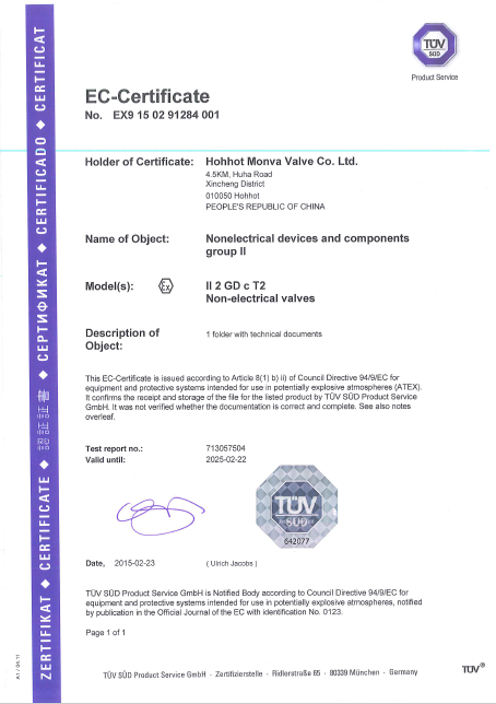 Non-Electrical Valves ATEX